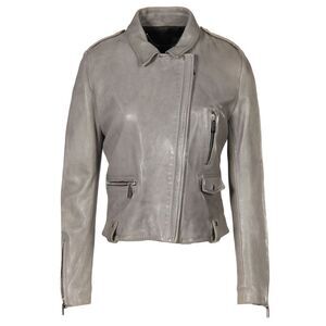 Barbara Bui Womens Lambskin Leather Moto Jacket Small FR 38 Grey - NWT $1895